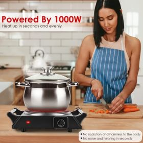 Electric Single Burner Portable Heating Hot Plate Stove Countertop RV Hotplate With 5 Temperature Stepless Adjustments Portable Handles