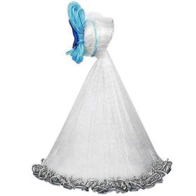 1Pc 2 Size Options 6FT 8FT Radius Fishing Cast Net Bait Trap Easy Throw Heavy Duty Hand Cast Net With Chain Sinker Bottom Spread