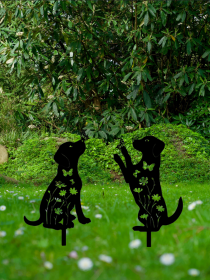 2pcs Metal Dog Garden Decor,Adorable Puppy Silhouette Stakes Decorative Outdoor
