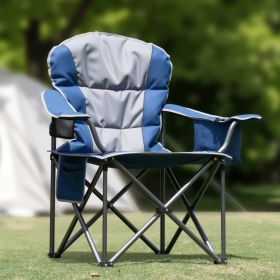 Oversized Camping Folding Chair, Heavy Duty Padded Chair With Cup Holder Storage And Cooler Bag, 5000 LBS Steel Frame, Portable For Outdoor