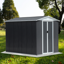 Waterproof Metal Steel Waterproof Outdoor Bike Storage Garden Shed 6FTx9FT Roof Grey With Aluminum Alloy Frame