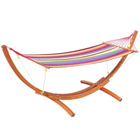 Outsunny Alfresco Relaxation Haven: 10' Rainbow Wood Hammock Stand for Patio Bliss