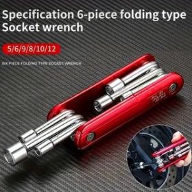 "Mini Survival Wrench – Outdoor/Gear Repair Tool with Interchangeable Sockets"