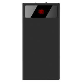 1Pc 20000mAh Power Bank Ultra-thin Phone Charger Dual USB Port Flashlight Battery Remain Display (Color1: Black)