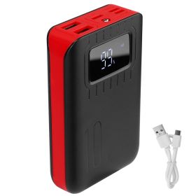 1Pc 1W MAh Portable Power Bank External Battery Pack Charger Dual USB Charge Interface With LCD Display Flashlight Type C Micro USB Lightning Inp (Color1: Red)