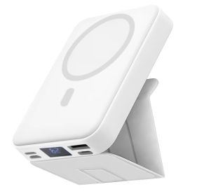 Power Bank Magnetic Portable Wireless FastCharger 10000mAh Type - C Cable LEDDisplay 22.5W PD Fast Charging LightingMag-Safe Battery Pack For IPh (Color1: White)