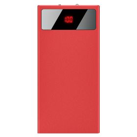 1Pc 20000mAh Power Bank Ultra-thin Phone Charger Dual USB Port Flashlight Battery Remain Display (Color1: Red)