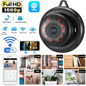 CCTV Camera WiFi 1080P Wireless IR Indoor Outdoor Security Night Vision Home CAM (Color1: Black)