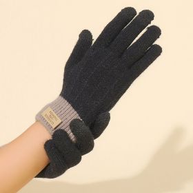Ladies Winter Touch Screen Warm Knit Gloves (Color1: Black, size: One-size)