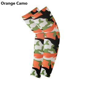 2pcs Arm Sleeves; Sports Sun UV Protection Hand Cover Cooling Warmer For Running Fishing Cycling (Color1: Orange Camo)