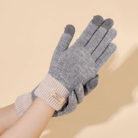Ladies Winter Touch Screen Warm Knit Gloves (Color1: Grey, size: One-size)