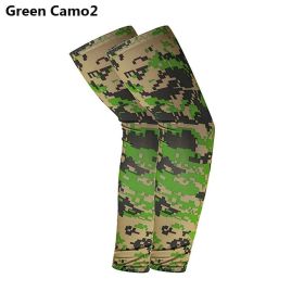 2pcs Arm Sleeves; Sports Sun UV Protection Hand Cover Cooling Warmer For Running Fishing Cycling (Color1: Green Camo 2)