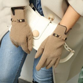 Womens Winter Warm Gloves With Sensitive Touch Screen Texting Fingers; Fleece Lined Windproof Gloves (Color1: Khaki)