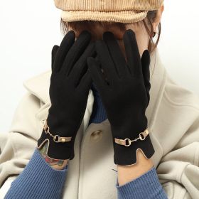 Womens Winter Warm Gloves With Sensitive Touch Screen Texting Fingers; Fleece Lined Windproof Gloves (Color1: Black)