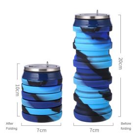 480ml Foldable Silicone Water Cup Creative Protable Travel Cycling Running Water Bottle Folding Outdoor Sports Kettle Drinkware (Capacity: 480ml, Color1: 04)