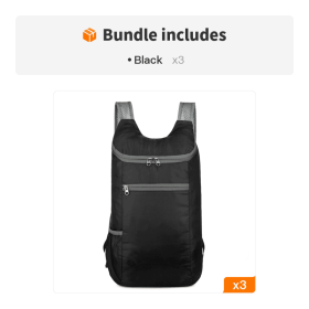 1pc Outdoor Portable Backpack For Camping; Hiking; Sports; Lightweight Cycling Bag For Men; Women; Kids; Adults (Color1: Black*3)