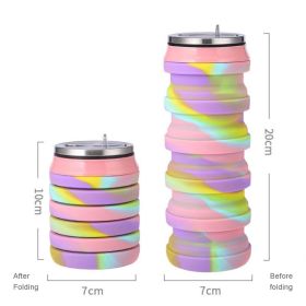 480ml Foldable Silicone Water Cup Creative Protable Travel Cycling Running Water Bottle Folding Outdoor Sports Kettle Drinkware (Capacity: 480ml, Color1: 05)