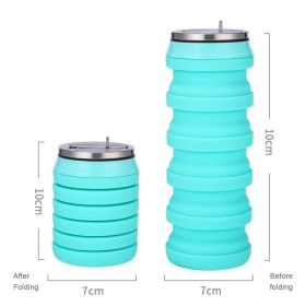 480ml Foldable Silicone Water Cup Creative Protable Travel Cycling Running Water Bottle Folding Outdoor Sports Kettle Drinkware (Capacity: 480ml, Color1: 03)