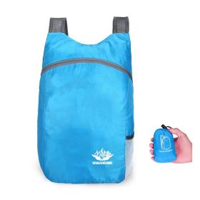 20L Unisex Lightweight Outdoor Backpack; Waterproof Folding Backpack; Casual Capacity Camping Bag For Travel Hiking Cycling Sport (Color1: lake blue)