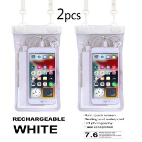 2pcs Oversized Mobile Phone Waterproof Dustproof Bag Touch Screen For Diving Swimming Sealing (Color1: 2pcs- White)