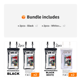 2pcs Oversized Mobile Phone Waterproof Dustproof Bag Touch Screen For Diving Swimming Sealing (Color1: 2pcs- Black*2+[2pcs- White+Black]*2)