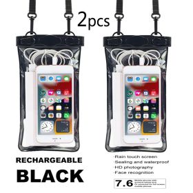 2pcs Oversized Mobile Phone Waterproof Dustproof Bag Touch Screen For Diving Swimming Sealing (Color1: 2pcs- Black)