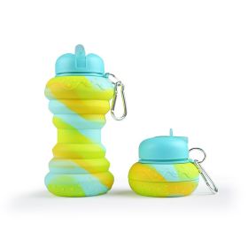 550ML Collapsible Water Bottles Outdoor Sports Fold Water Cup Silicone Leakproof Portable Kettle Travel Children Adult Bottle (Capacity: 550ML, Color1: G)