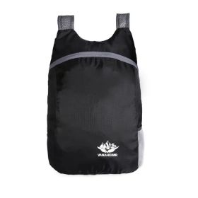 20L Unisex Lightweight Outdoor Backpack; Waterproof Folding Backpack; Casual Capacity Camping Bag For Travel Hiking Cycling Sport (Color1: Black)