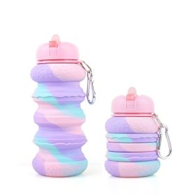 550ML Collapsible Water Bottles Outdoor Sports Fold Water Cup Silicone Leakproof Portable Kettle Travel Children Adult Bottle (Capacity: 550ML, Color1: C)