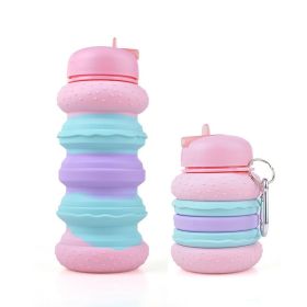 550ML Collapsible Water Bottles Outdoor Sports Fold Water Cup Silicone Leakproof Portable Kettle Travel Children Adult Bottle (Capacity: 550ML, Color1: A)