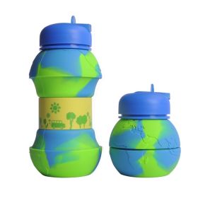 550ML Collapsible Water Bottles Outdoor Sports Fold Water Cup Silicone Leakproof Portable Kettle Travel Children Adult Bottle (Capacity: 550ML, Color1: D)