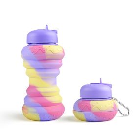 550ML Collapsible Water Bottles Outdoor Sports Fold Water Cup Silicone Leakproof Portable Kettle Travel Children Adult Bottle (Capacity: 550ML, Color1: I)
