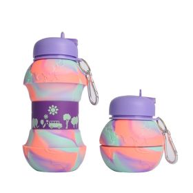 550ML Collapsible Water Bottles Outdoor Sports Fold Water Cup Silicone Leakproof Portable Kettle Travel Children Adult Bottle (Capacity: 550ML, Color1: E)