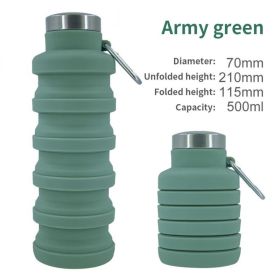 500ml outdoor retractable water bottle portable collapsible silica gel sports cup (Capacity: as shown, Color1: A04 500ML)