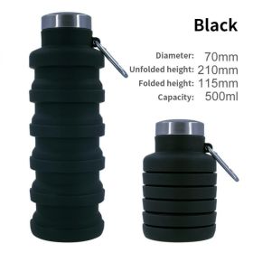500ml outdoor retractable water bottle portable collapsible silica gel sports cup (Capacity: as shown, Color1: A01 500ML)