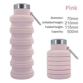 500ml outdoor retractable water bottle portable collapsible silica gel sports cup (Capacity: as shown, Color1: A02 500ML)