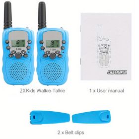 2pc Multifunctional Portable Kids Walkie Talkie With LED Backlight For Outdoor Camping Hiking (Color1: 2pcs Blue)
