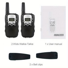 2pc Multifunctional Portable Kids Walkie Talkie With LED Backlight For Outdoor Camping Hiking (Color1: 2pcs Black)