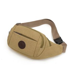 Men's Solid Canvas Crossbody & Waist Bag (Color1: Khaki)