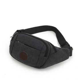 Men's Solid Canvas Crossbody & Waist Bag (Color1: Black)