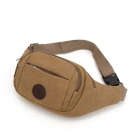 Men's Solid Canvas Crossbody & Waist Bag (Color1: Coffee Color)