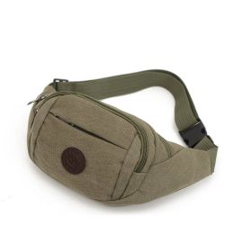 Men's Solid Canvas Crossbody & Waist Bag (Color1: Army Green)