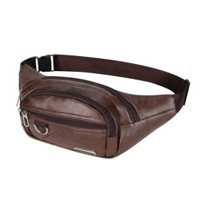 PU Chest Bag Solid Color Lightweight Travel Waist Bag Daily Commuting Large-capacity Messenger Chest Bag (Color1: Coffee)