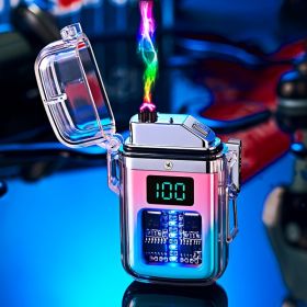 USB Rechargeable Waterproof Windproof Double Arc Lighter for Men and Women - Includes Cable; No Charger Required (Color1: White)