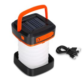 Portable USB Rechargeable Foldable/Retractable Solar Camping Lamp; Multi-Functional LED Light For Hiking; Fishing; Hunting (Color1: Orange)