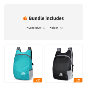 Lightweight Foldable Nylon Hiking Backpack For Camping Hiking Climbing Trekking (Color1: Lake Blue*2+Black*2)