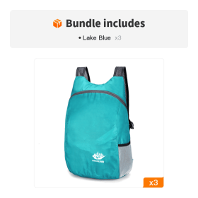 Lightweight Foldable Nylon Hiking Backpack For Camping Hiking Climbing Trekking (Color1: Lake Blue*3)