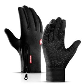 Moto Touch Screen Motorbike Racing Riding Gloves Winter Motorcycle Gloves Winter Thermal Fleece Lined Waterproof Heated Guantes (Color1: Black B, size: L)