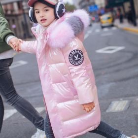 2022 Winter Down Jacket For Girls Coat Waterproof Shiny Hooded Children Outerwear Clothing 5-14 Year Teenage Kids Parka Snowsuit (Color1: pink1, size: 5)