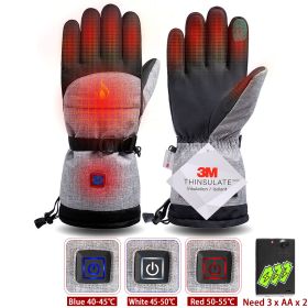 Winter Gloves 3M Cotton Heating Hand Warmer Electric Thermal Gloves Waterproof Snowboard Cycling Motorcycle Bicycle Ski Outdoor (Color1: Heating gloves AA)